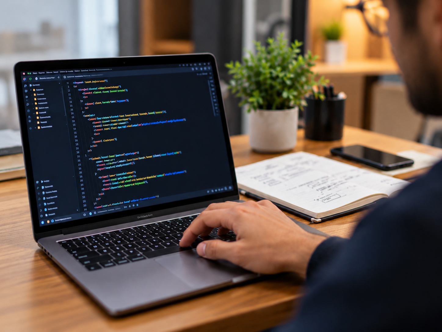 Developer working on code